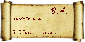 Babák Alex névjegykártya